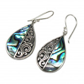 Shell & Silver Earrings - Teardrop - Abalone - 5g - Click Image to Close